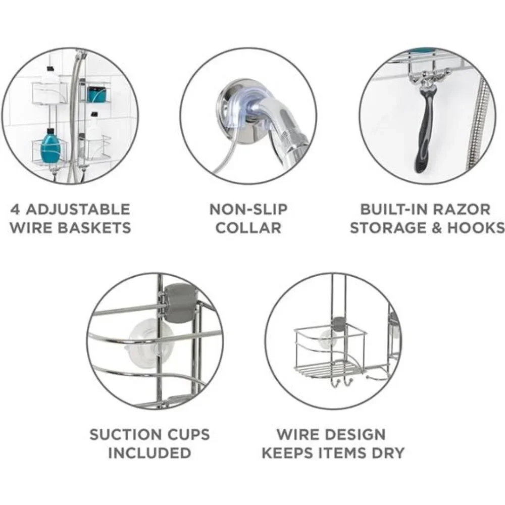 Hanging Shower Caddy, Over the Shower Head Bathroom Storage, Made for Handheld